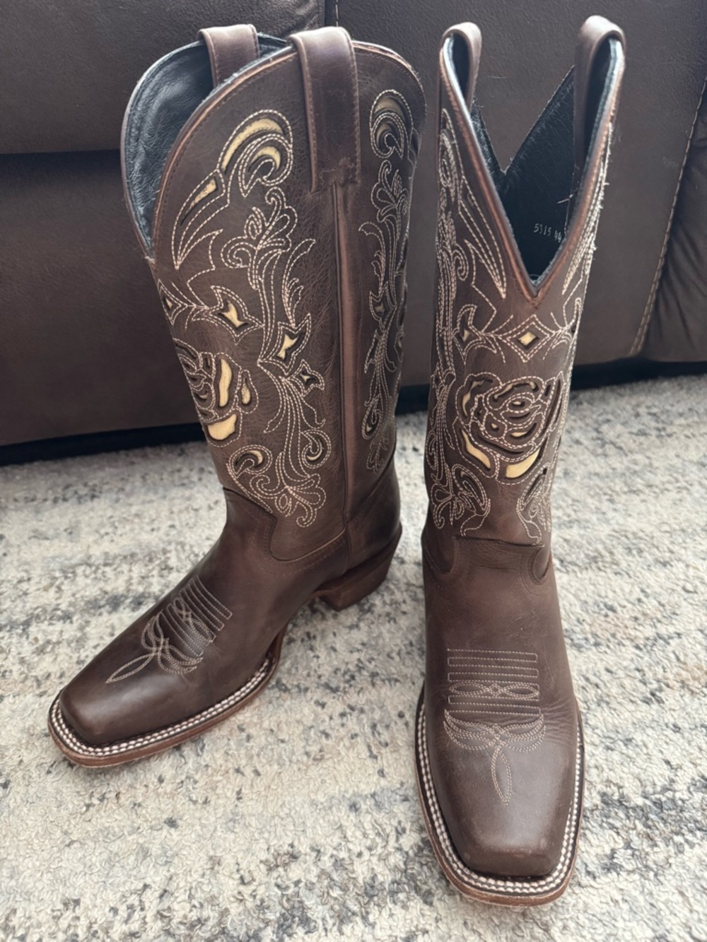 J.B. Dillon Brown Embroidered Western Combat Boots - Picture 2 of 6